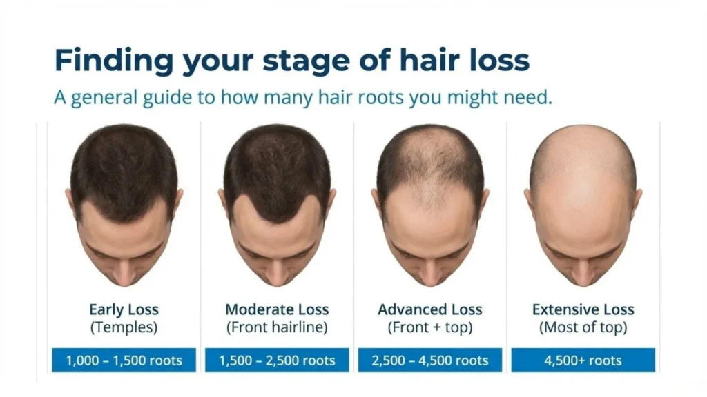 how to identify hair loss stage in Pune clinic, Dr. Kiran Chotaliya, hair transplant surgeon in Pune.