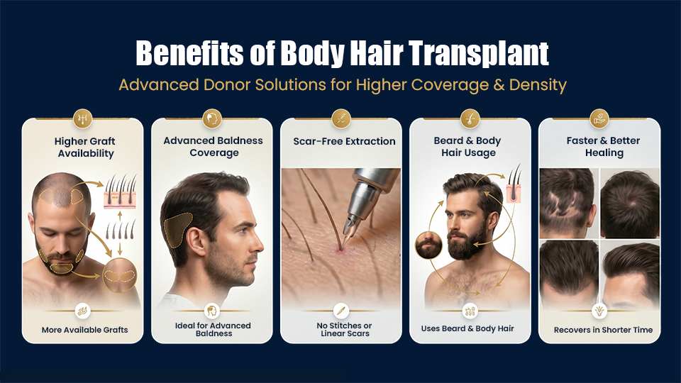 Benefits of Body Hair Transplant in Pune Including Higher Graft Availability, Better Coverage and Natural Hair Restoration