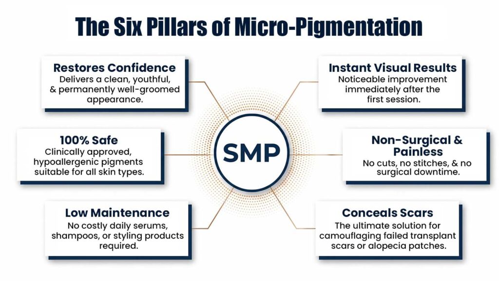 Benefits of Scalp Micropigmentation in Pune Including Instant Results, Scar Concealment, and Natural Hair Density