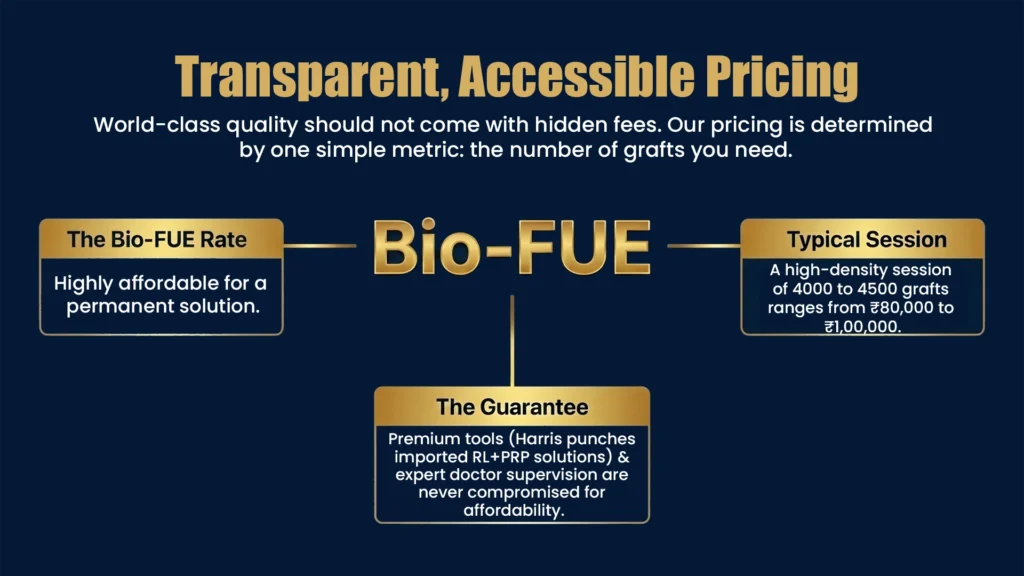 BIO-FUE hair transplant cost in Pune with transparent graft-based pricing and premium hair restoration services