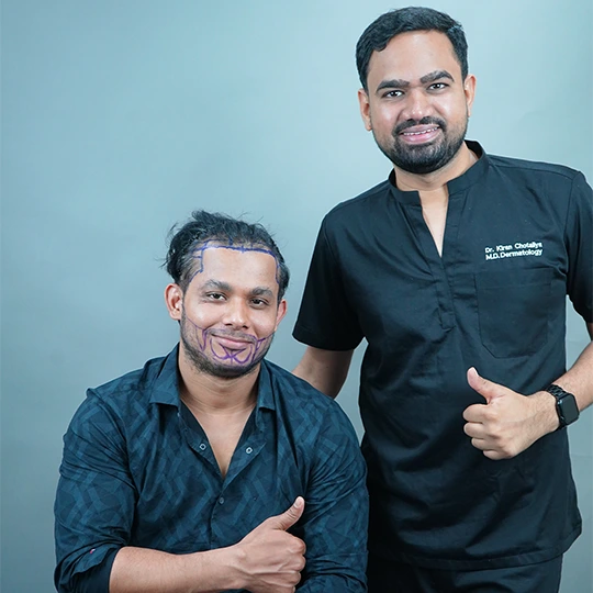 Patient During Beard and Moustache Hair Transplant Planning Session with Dr. Kiran Chotaliya in Pune