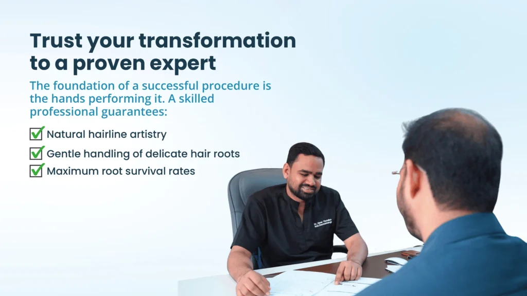 Experienced hair transplant surgeon in Pune consulting a patient for personalized hair restoration treatment