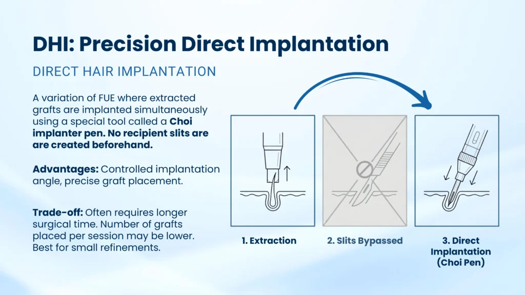 DHI hair transplant procedure in Pune using implanter pen for natural hair restoration results