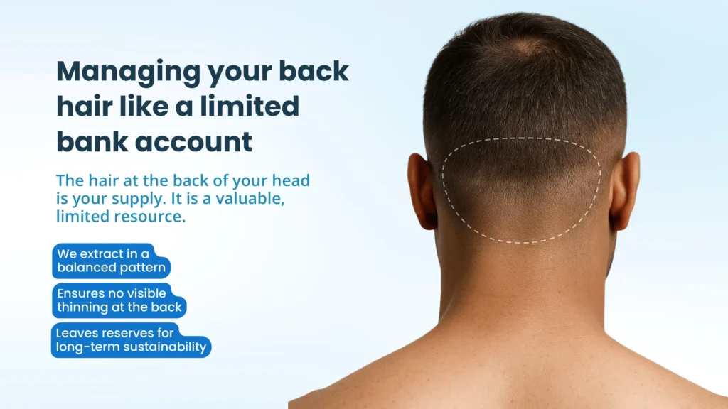 Hair transplant surgeon assessing donor area density and scalp condition before hair transplant surgery in Pune