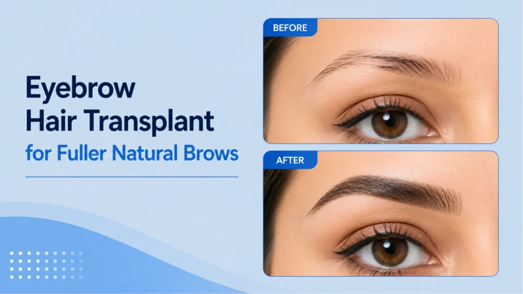 Patient achieving natural-looking fuller eyebrows with eyebrow hair transplant in Pune