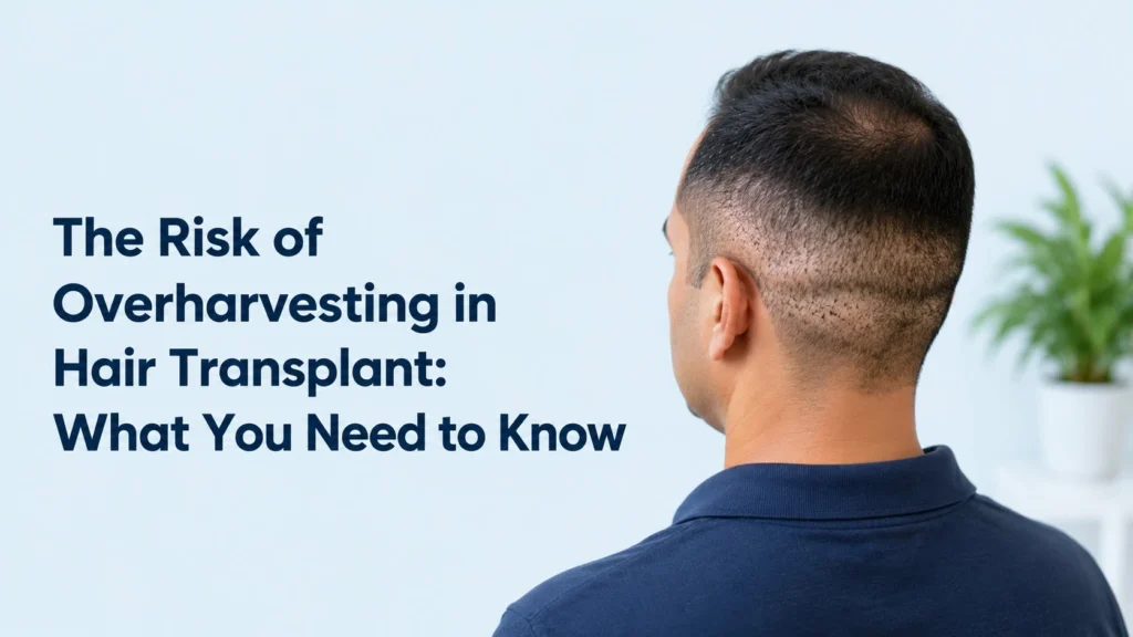 Hair Transplant Overharvesting Pune showing an overharvested donor area with visible thinning and patchy hair loss after excessive graft extraction.