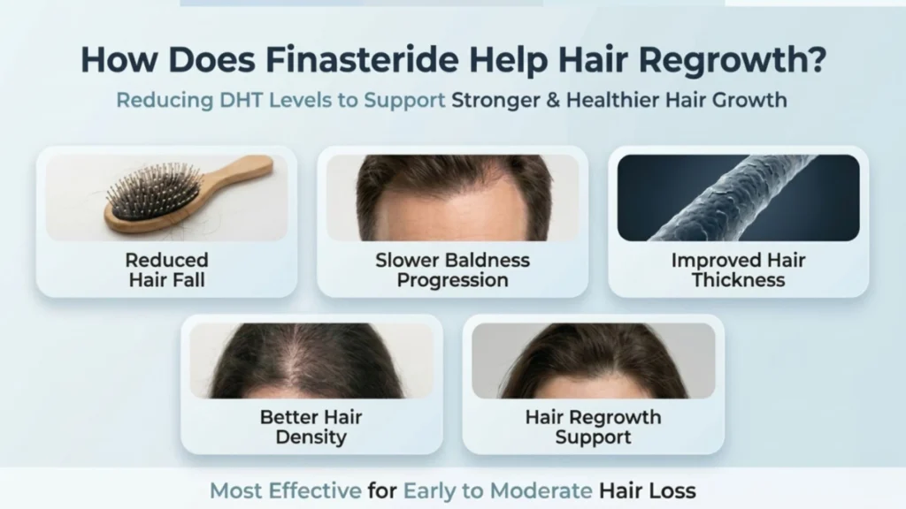 How Finasteride helps hair regrowth by reducing DHT and supporting healthier hair follicles