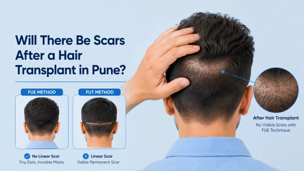 Hair transplant scars after FUE and FUT surgery with proper healing and scar prevention