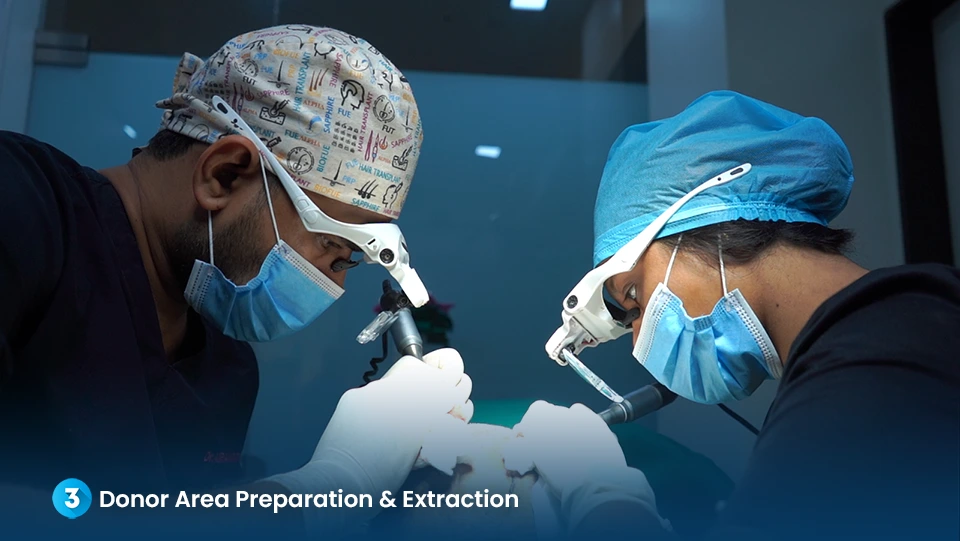 Step 3: Donor Area Preparation and Extraction - Dr. Kiran Chotaliya Clinic at Pimple gurav