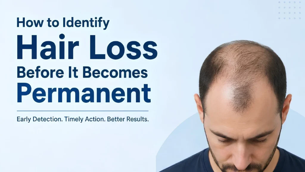 Early signs of hair loss including hair thinning and receding hairline