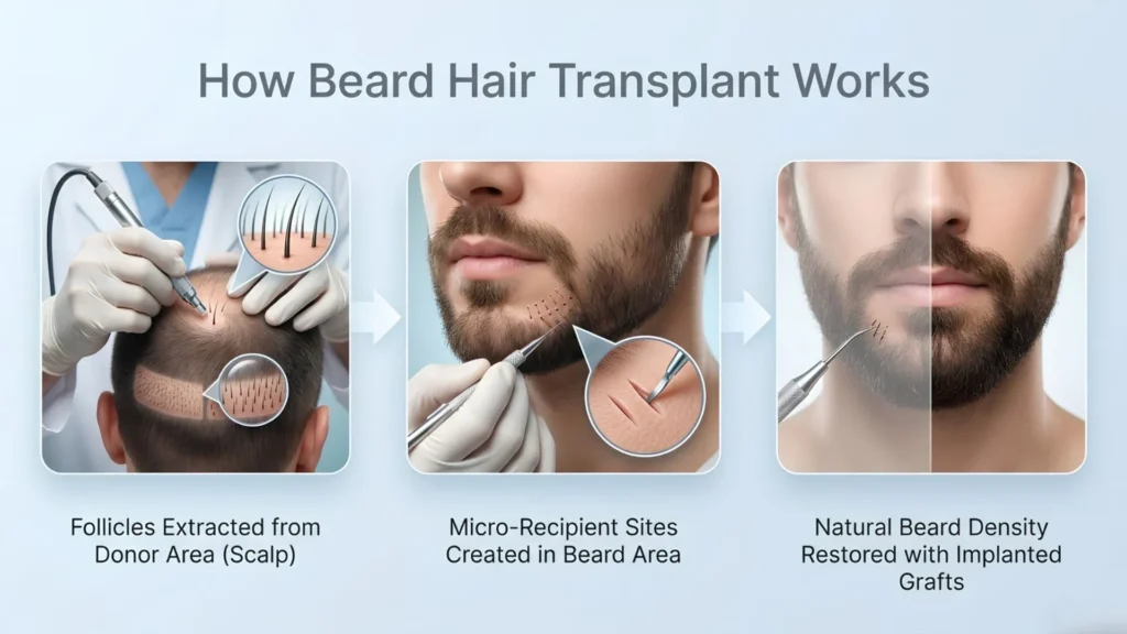 Beard hair transplant treatment in Pune using the advanced FUE hair transplant procedure