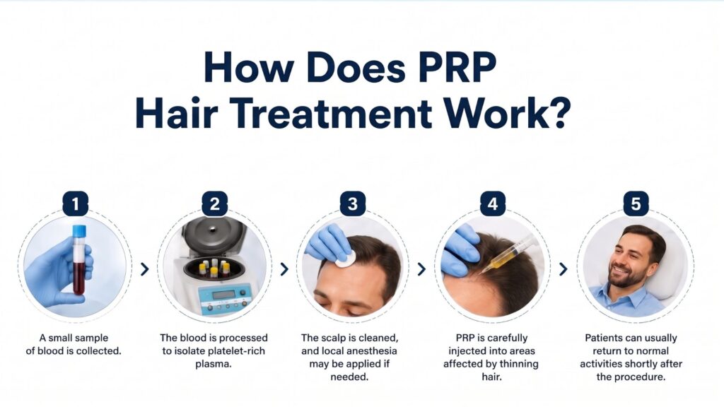Step-by-step process of PRP hair treatment in Pune for natural hair regrowth