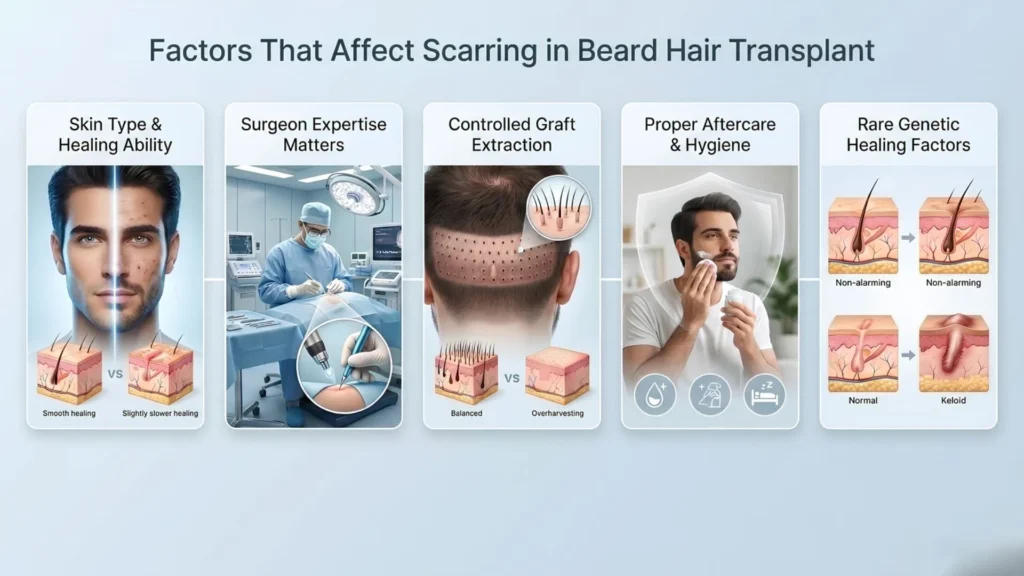 Factors affecting beard hair transplant scars after beard hair transplant treatment in Pune
