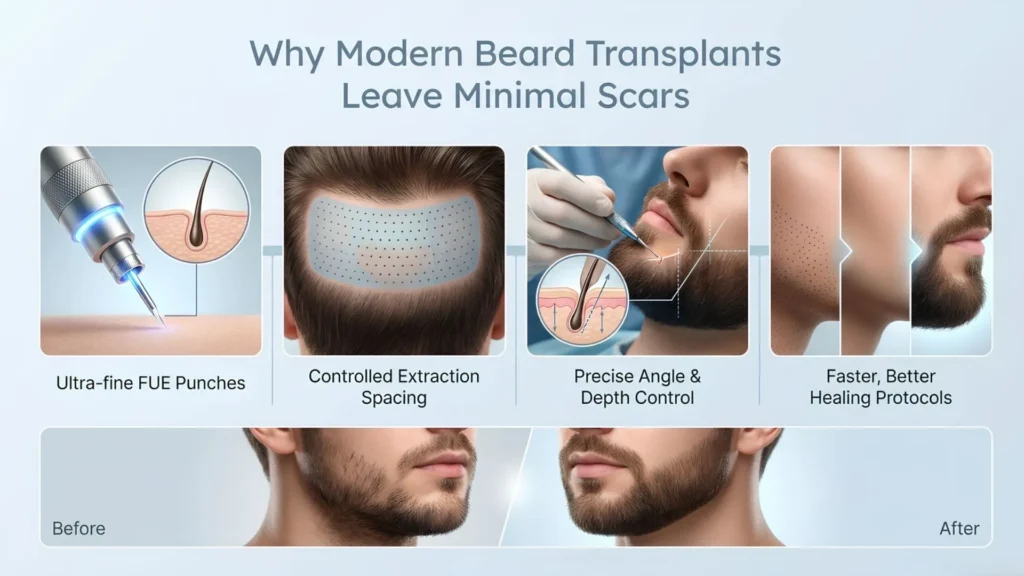 FUE beard hair transplant treatment in Pune leaves minimal scars with advanced follicular extraction