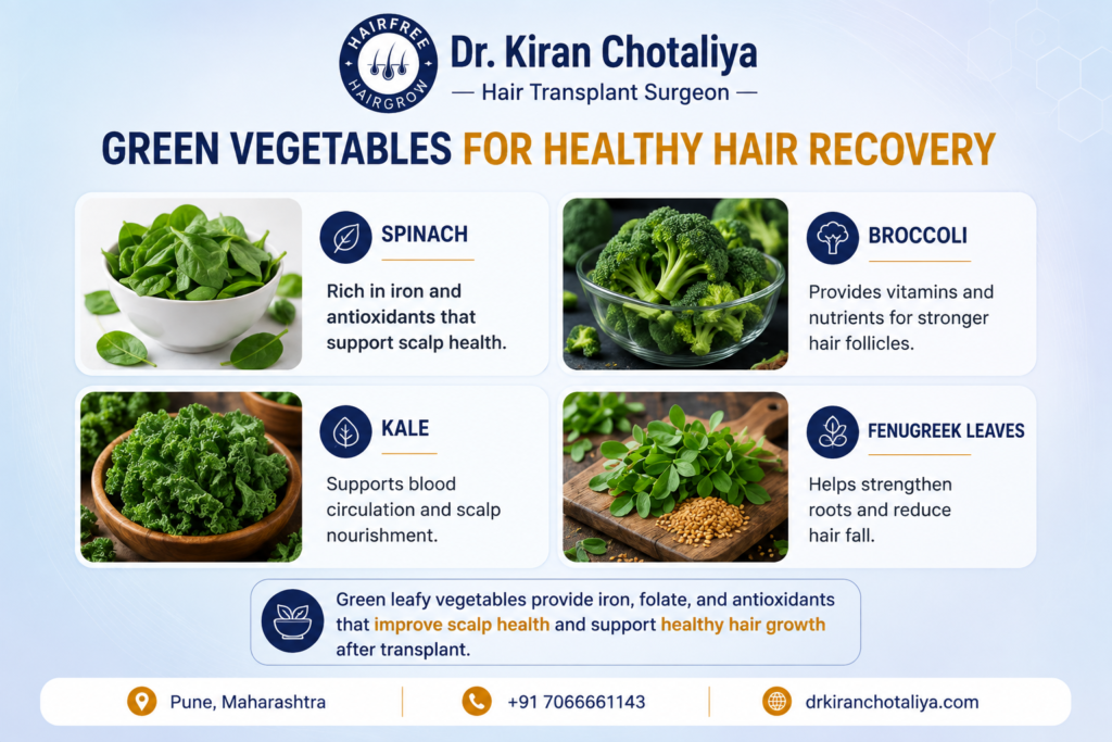 Green vegetables for healthy hair recovery