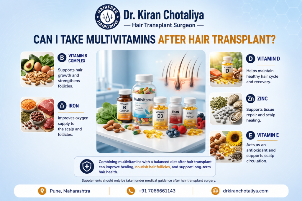 Multivitamins after hair transplant for hair recovery