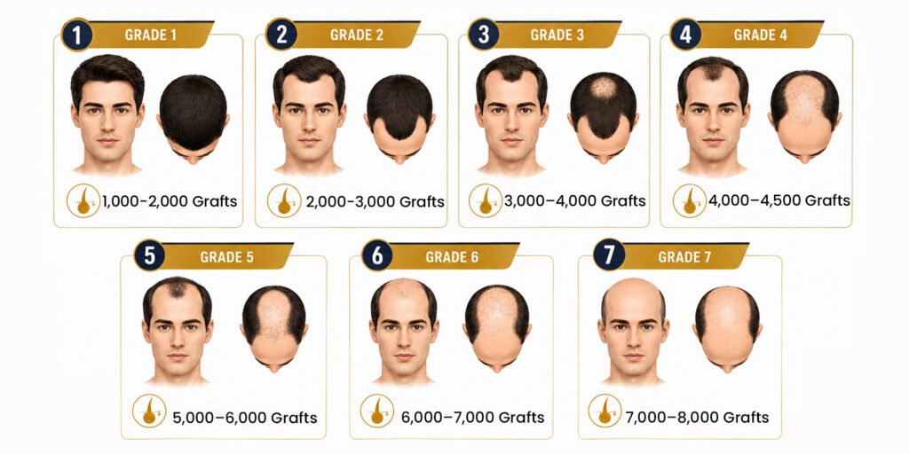 How many grafts I required to cover my hairloss areas